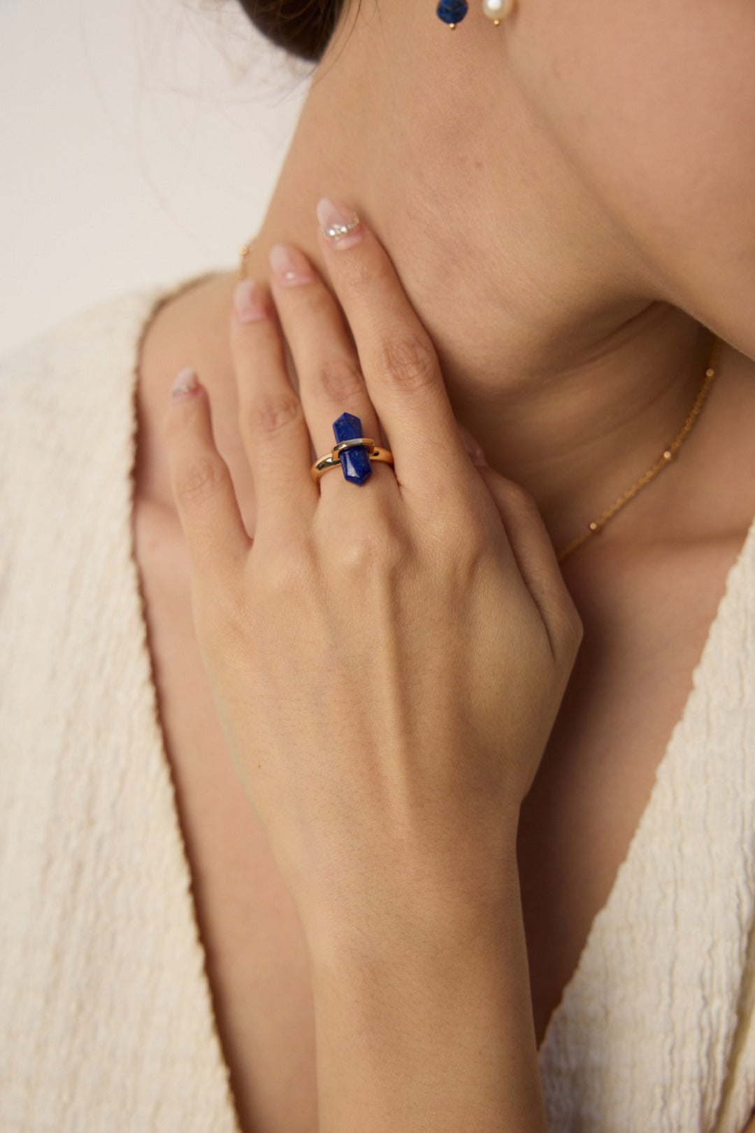 18K Gold Natural Lapis Lazuli Ring