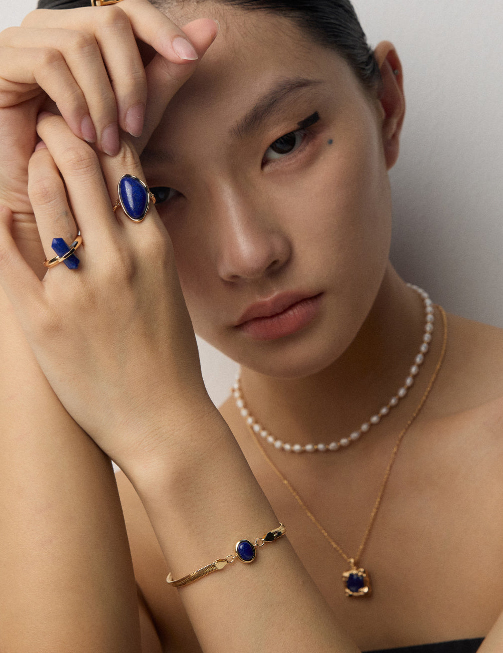 18K Gold Natural Lapis Lazuli Ring