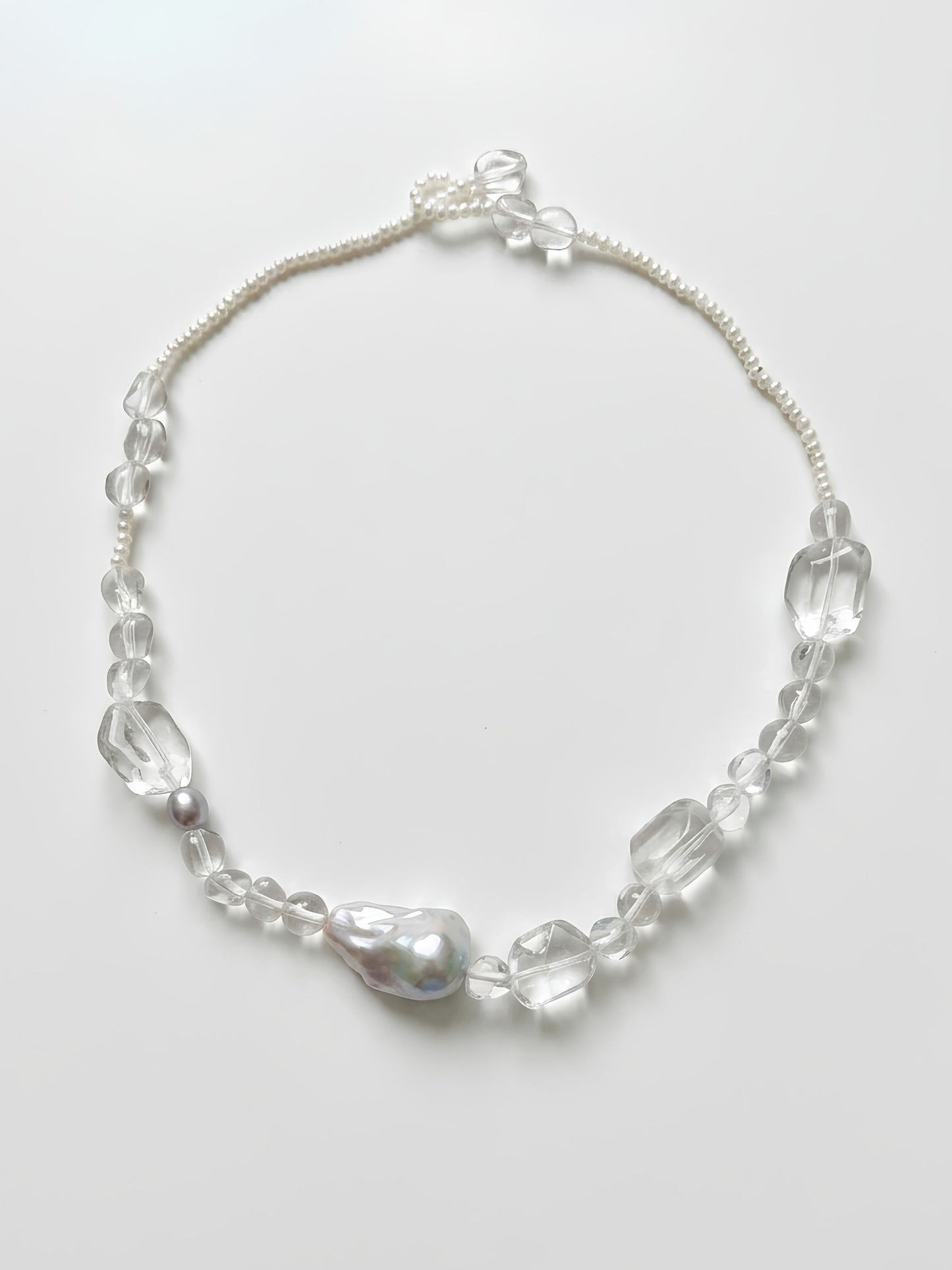 The Soda Float – 3A Baroque Pearl and 7A Clear Quartz Necklace
