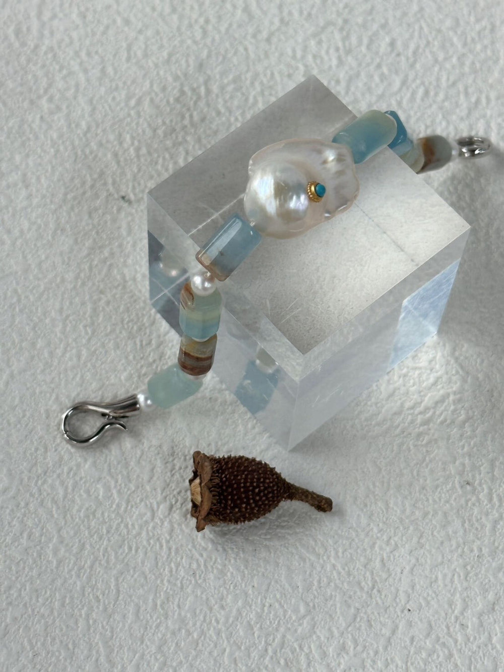 Turquoise& Baroque Pearl Sterling Silver Bracelet｜Blue Ocean