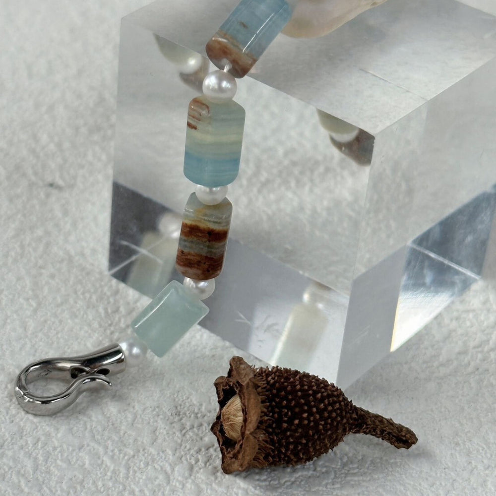 
                      
                        Turquoise& Baroque Pearl Sterling Silver Bracelet｜Blue Ocean
                      
                    