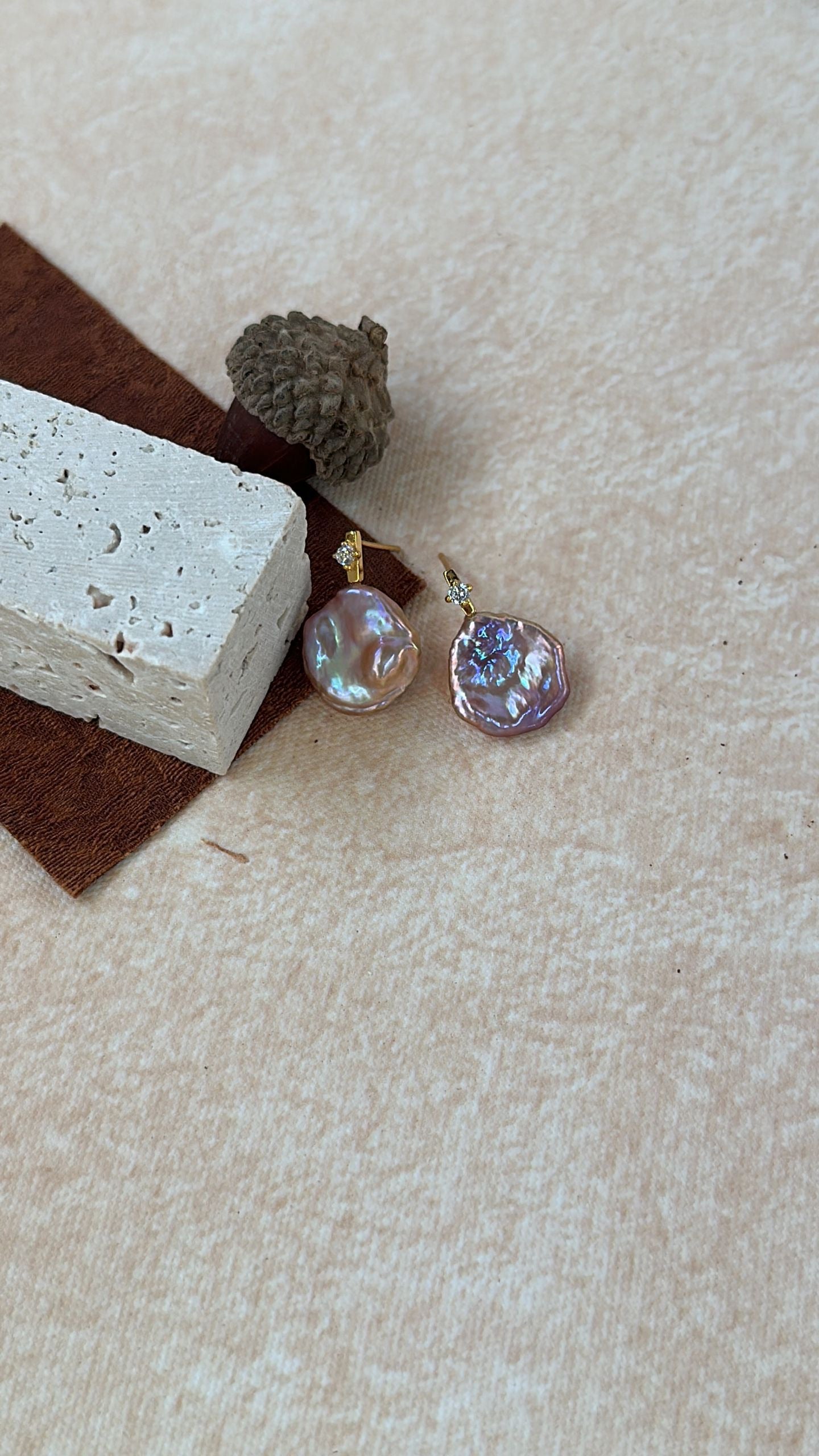 18K Gold Violet Petal Baroque Pearl Earrings