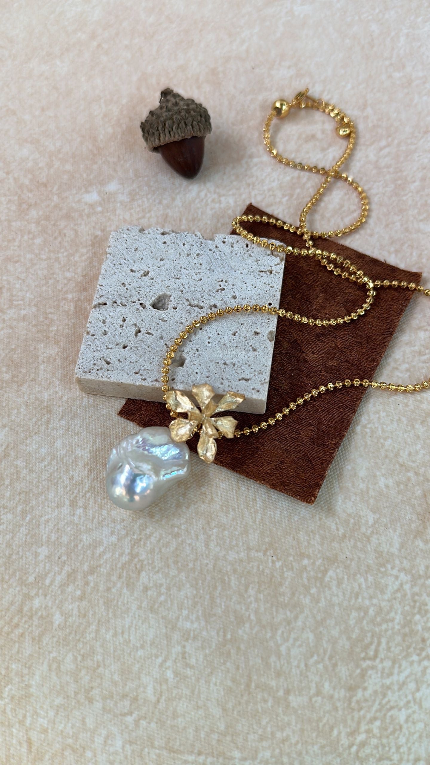 18K Gold Baroque Pearl Necklace