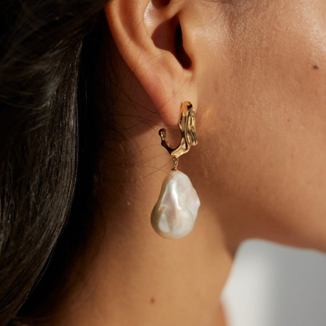 Large Baroque Pearl Drop Earrings
