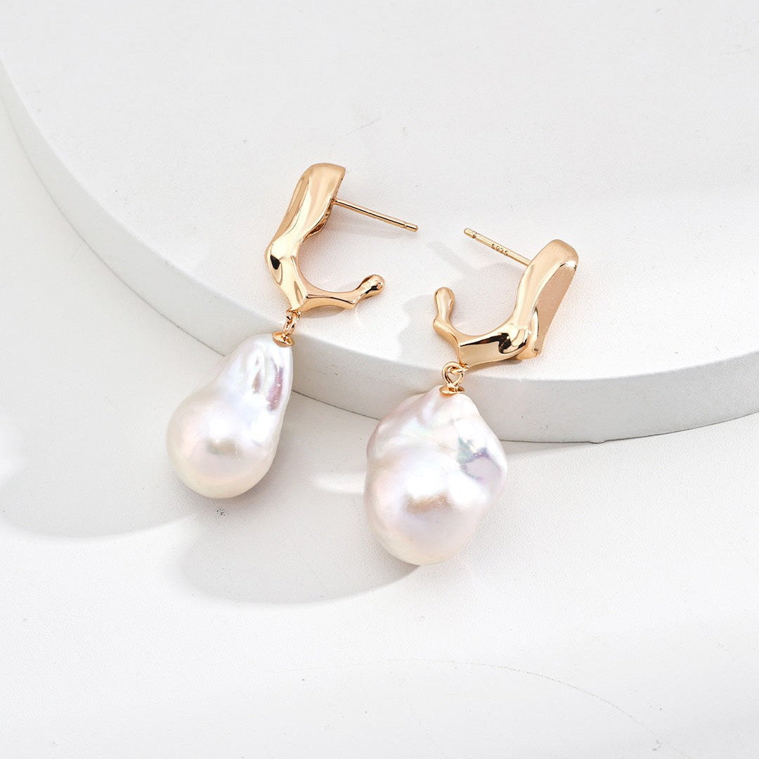 Large Baroque Pearl Drop Earrings