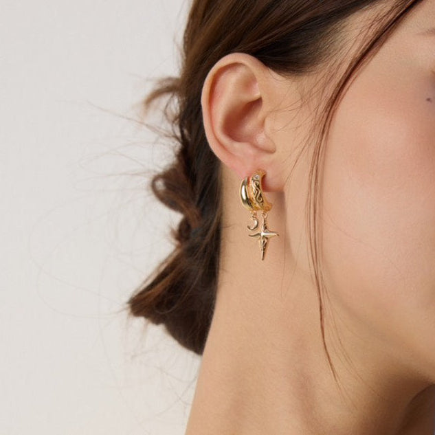 18K Gold Vermeil Star Drop Earrings
