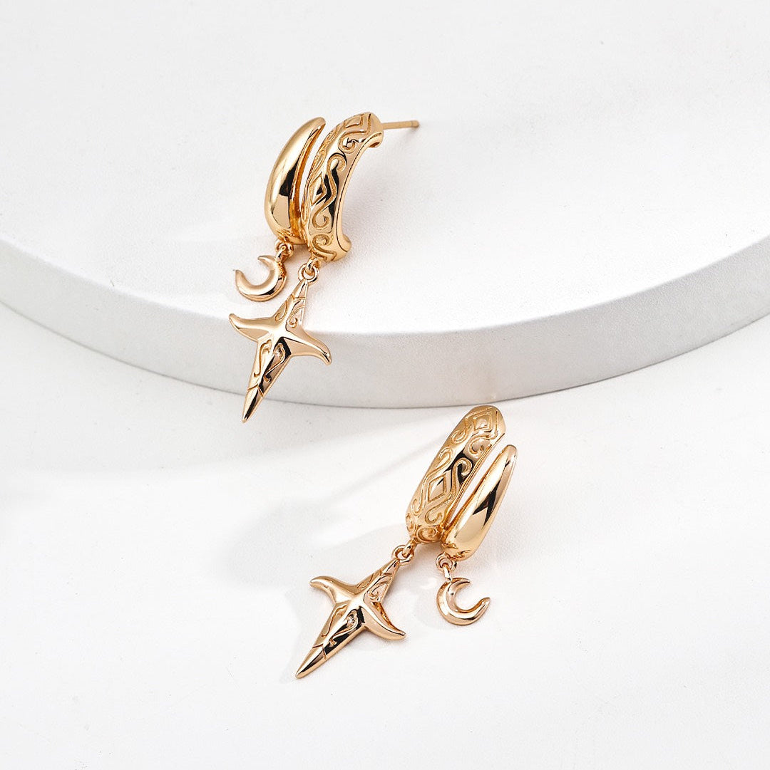 18K Gold Vermeil Star Drop Earrings