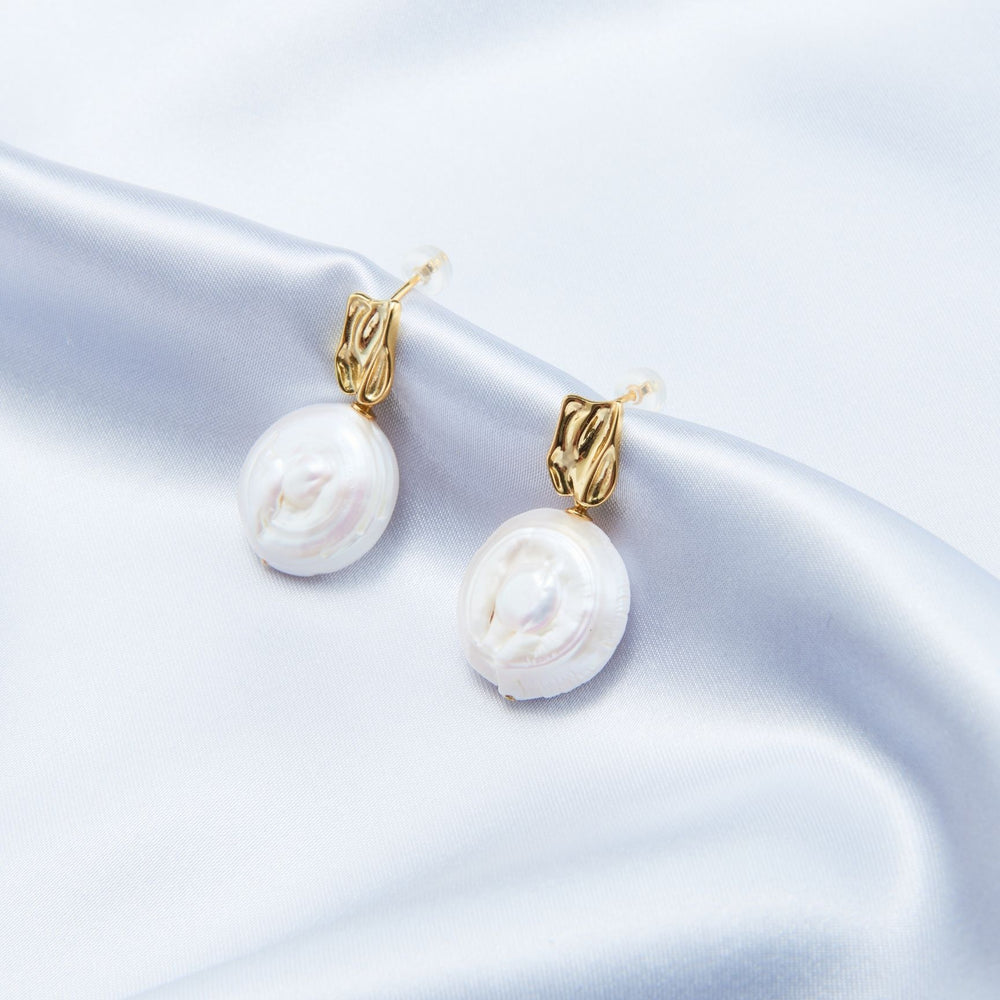 Pearlra modern baroque earrings featuring elegant gold accents and lustrous pearls