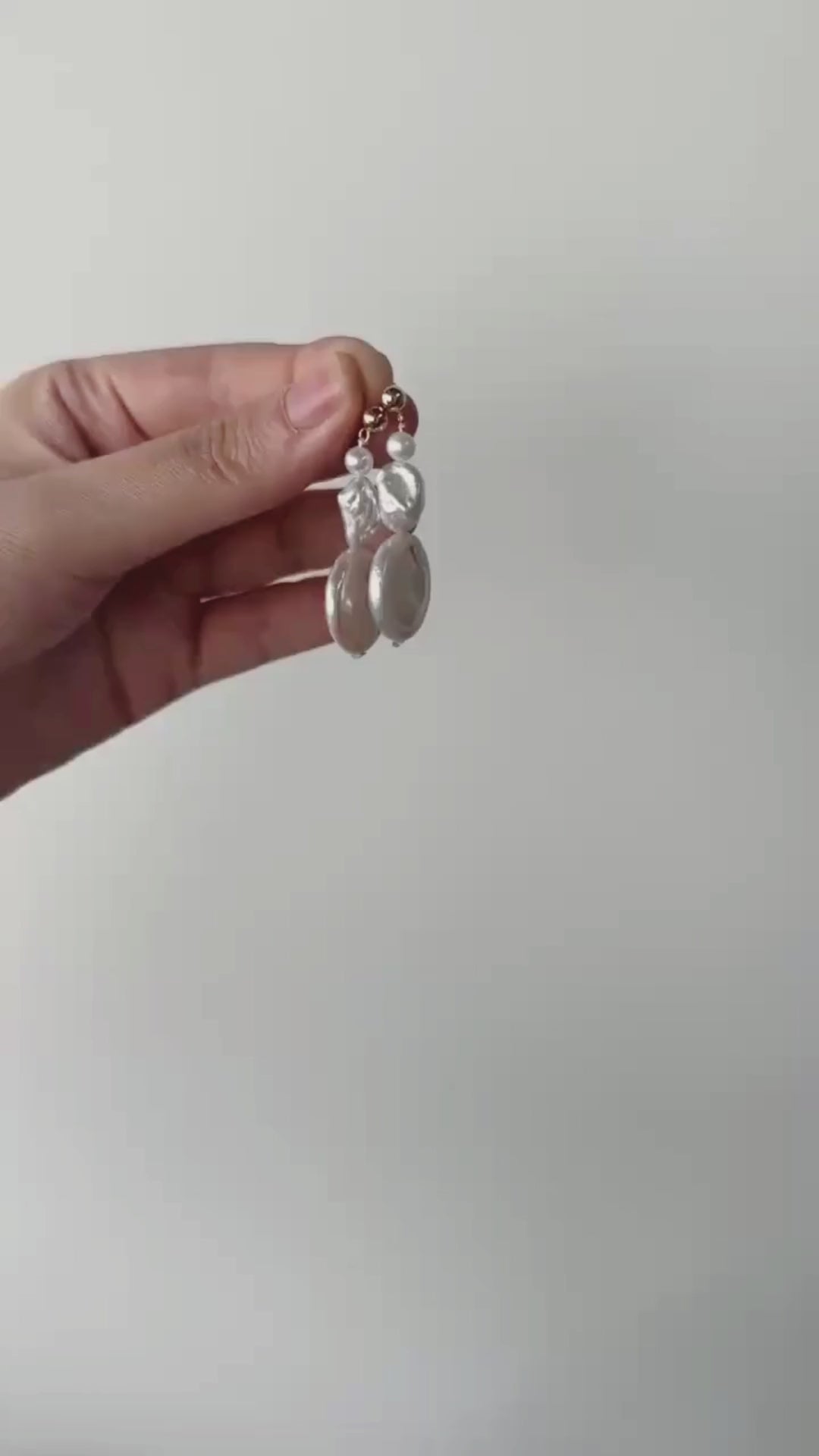 14K Gold Handcrafted Baroque Pearl Earrings｜Soleil & Lune