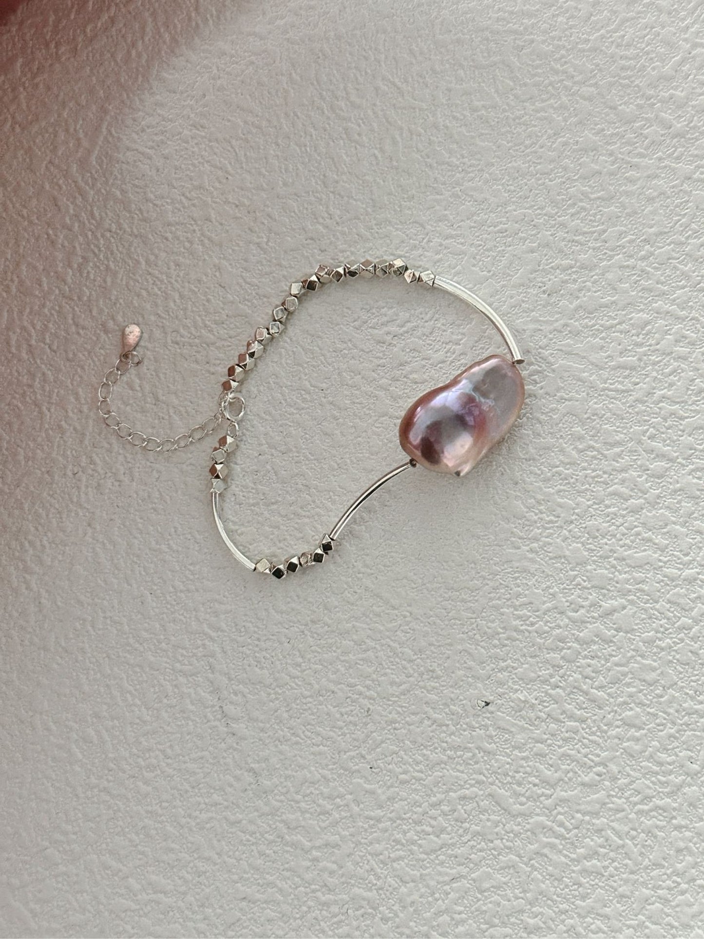 S925 Handmade Colorful Baroque Pearl Bracelet｜Cream Rose