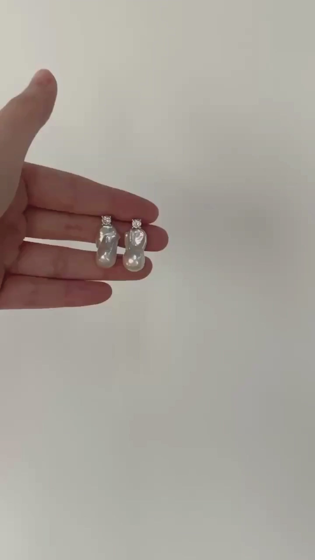 S925 Baroque Pearl & Zircon Stud Earrings｜Diana Glow