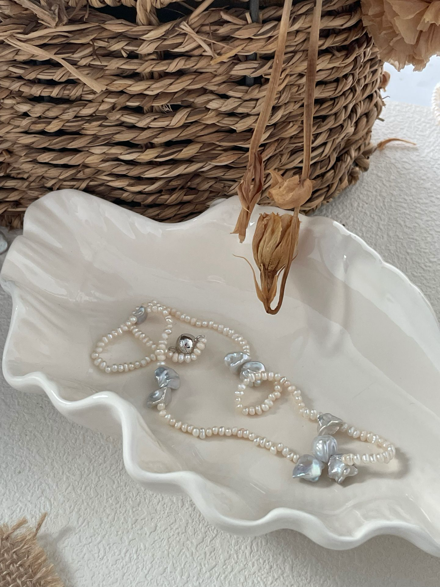 S925 Handcrafted Baroque Necklace with Pearl Accents