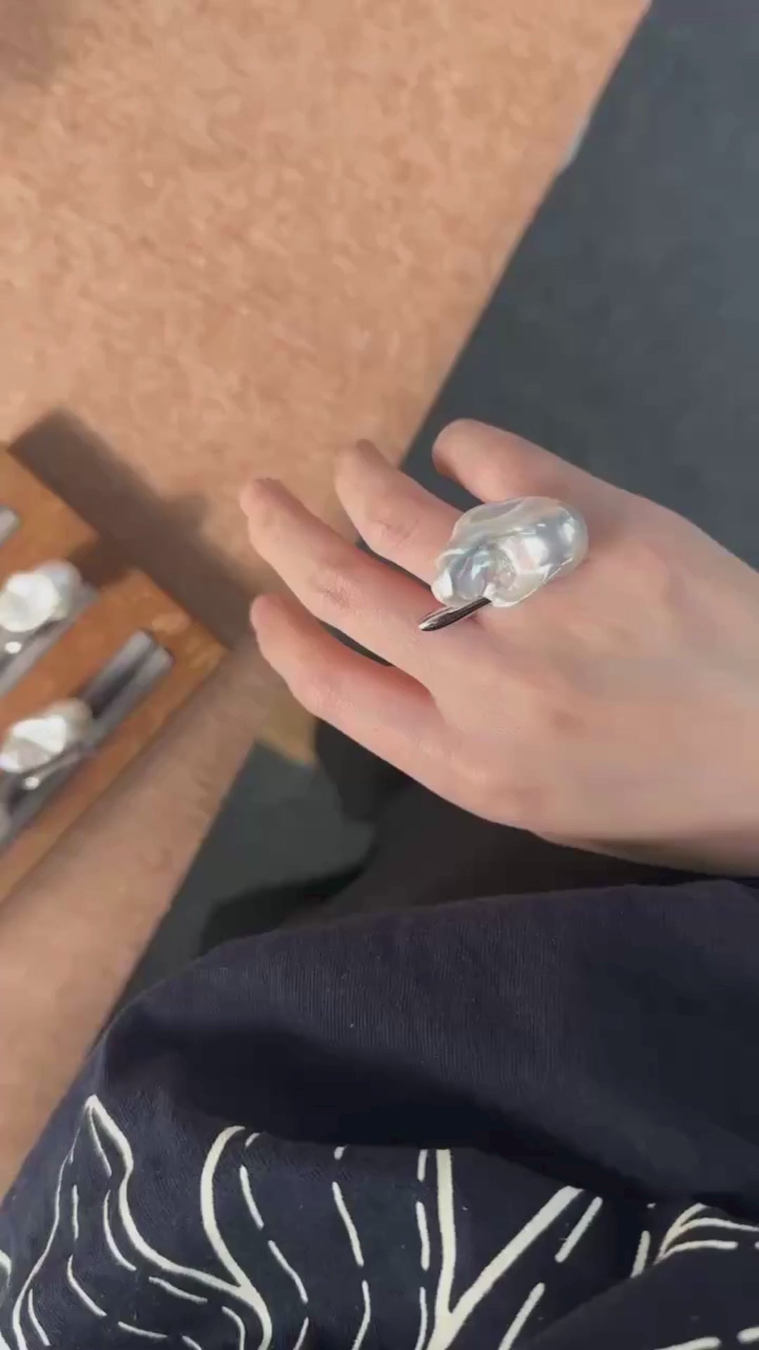 S925 Large Baroque Pearl Ring