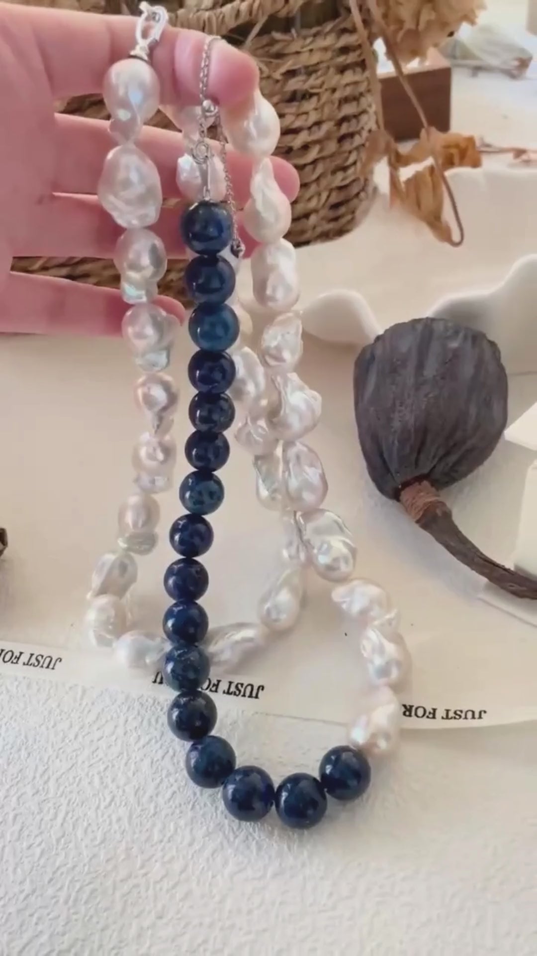 S925 Lapis Lazuli Baroque Necklace - Elegant Jewelry
