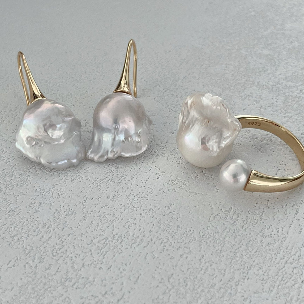 
                      
                        Pearlra 18K Gold Plated Baroque Pearl Stud Earrings with unique irregular pearl shapes
                      
                    